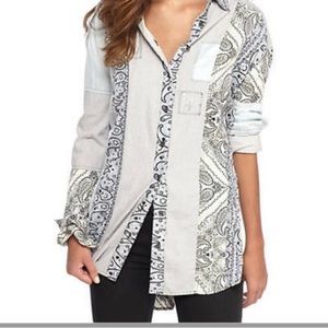 Free People All Patched Up Chambray Shirt